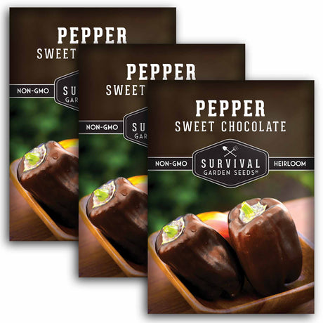 3 packets of Sweet Chocolate Pepper seeds