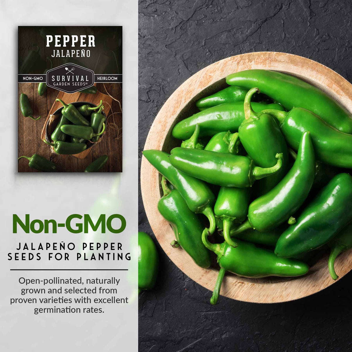Non-GMO jalapeno pepper seeds for planting