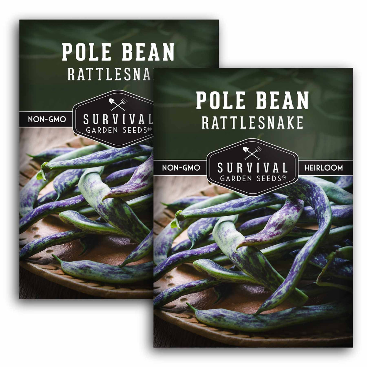 2 packets of Rattlesnake Pole Bean seeds
