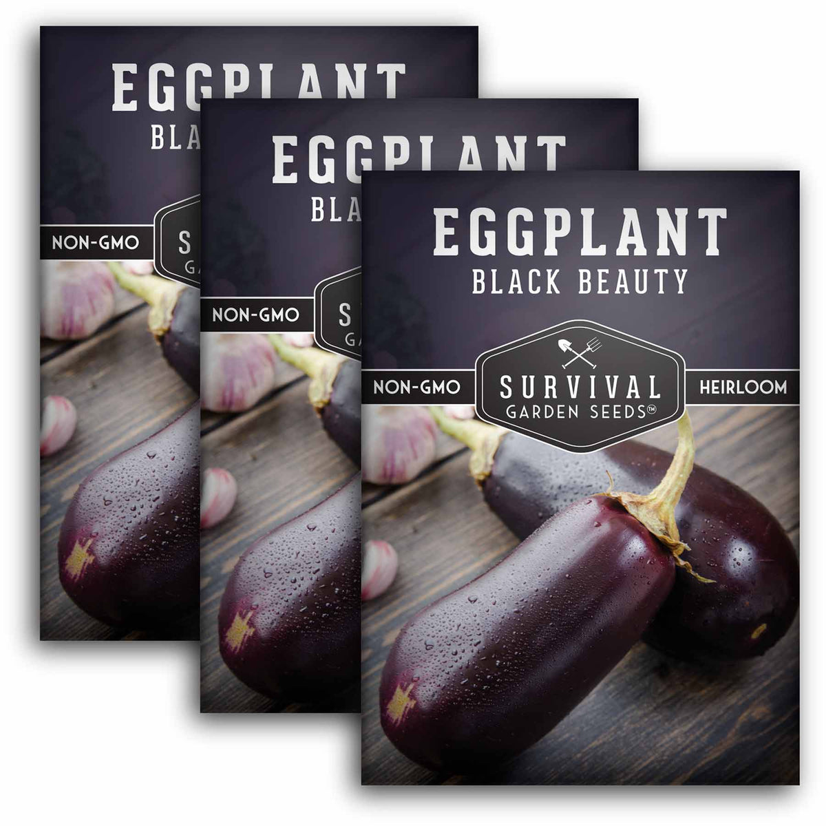 3 packets of Black Beauty Eggplant seeds