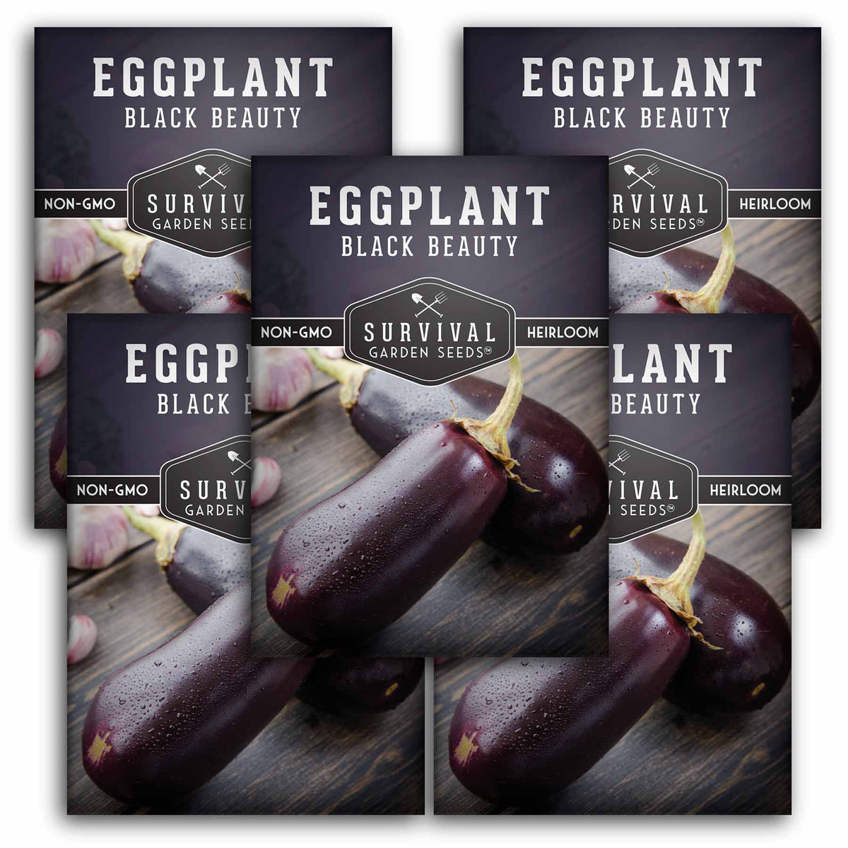 5 packets of Black Beauty Eggplant seeds