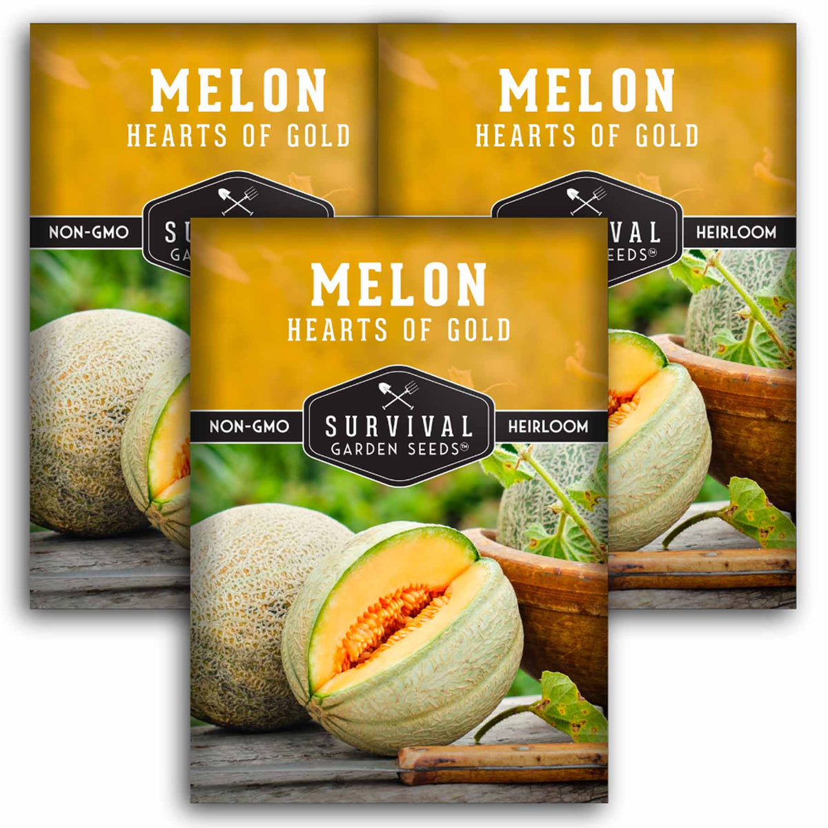 3 packets of Hearts of Gold Melon Seeds