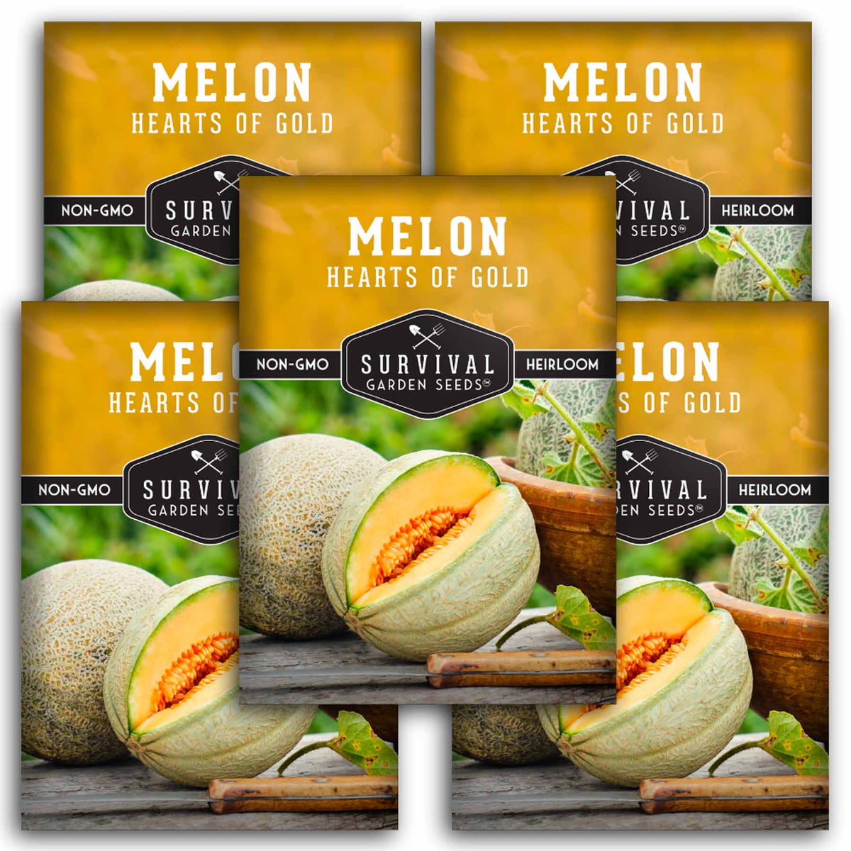5 packets of Hearts of Gold Melon Seeds