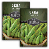 2 Packets of Emerald Okra Seeds