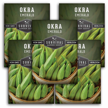 5 Packets of Emerald Okra Seeds