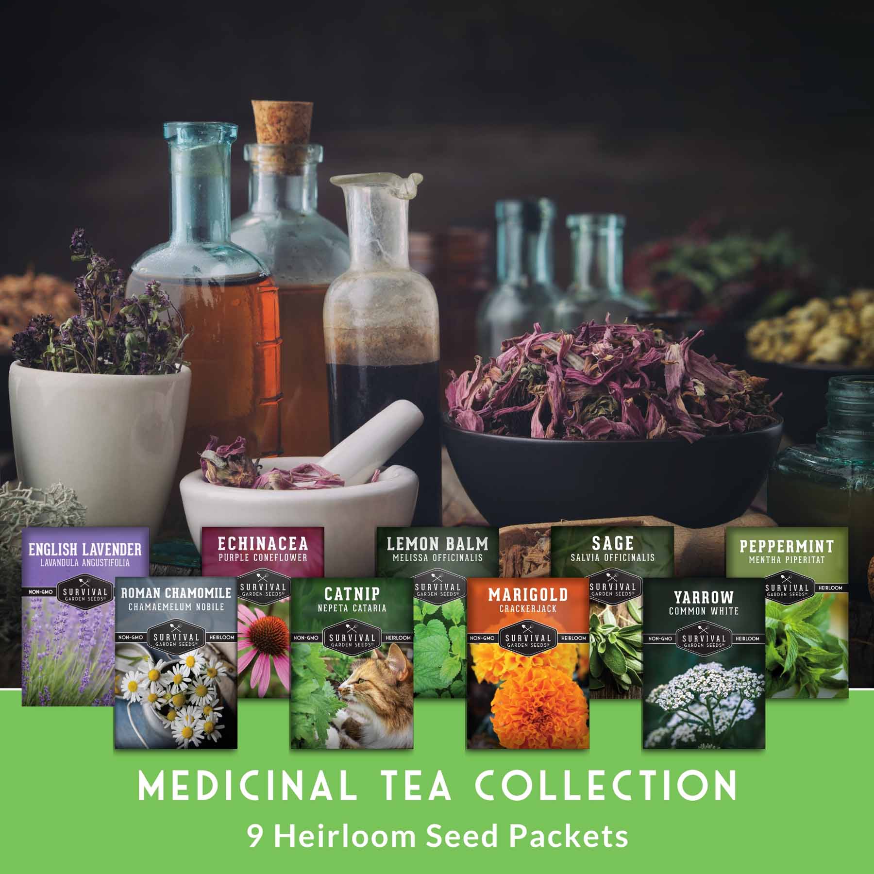 9 Medicinal Tea Herbs – Heirloom Non-GMO Seeds – SurvivalGardenSeeds