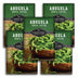 Multiple packages of Survival Garden Seeds Arugula with images of arugula in wooden bowls.