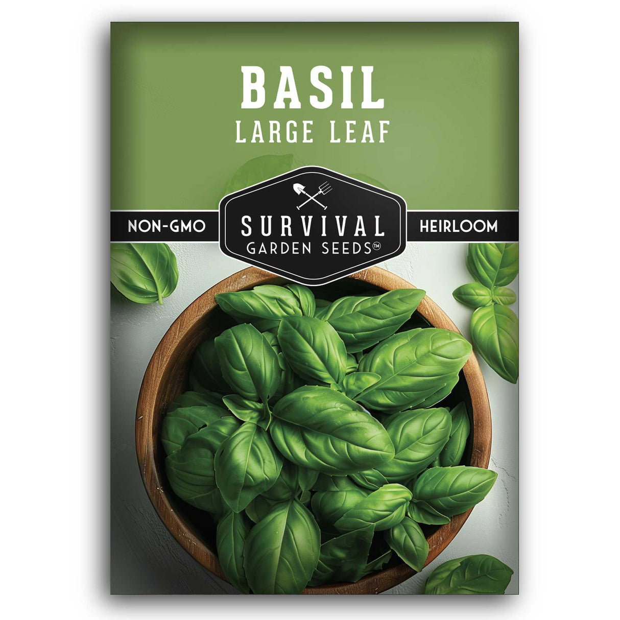 One packet of Survival Garden Seeds Large Leaf Basil seeds