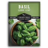 One packet of Survival Garden Seeds Large Leaf Basil seeds