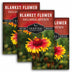 Three packages of Survival Garden Seeds Blanket Flower with a red and yellow flower image on a white background.