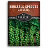 Brussels sprouts seed packet with 'Survival Garden Seeds' branding on a white background