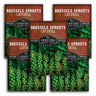 Three packages of Survival Garden Seeds Brussels Sprouts Catskill on a white background
