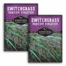 Two packages of Survival Garden Seeds Switchgrass on a white background