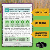 Survival Garden Seeds packaging with plant information and growing instructions.
