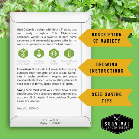 Informational back of packet with growing and seed saving instructions