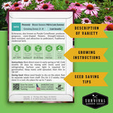 back of seed packet with growing and seed saving instructions