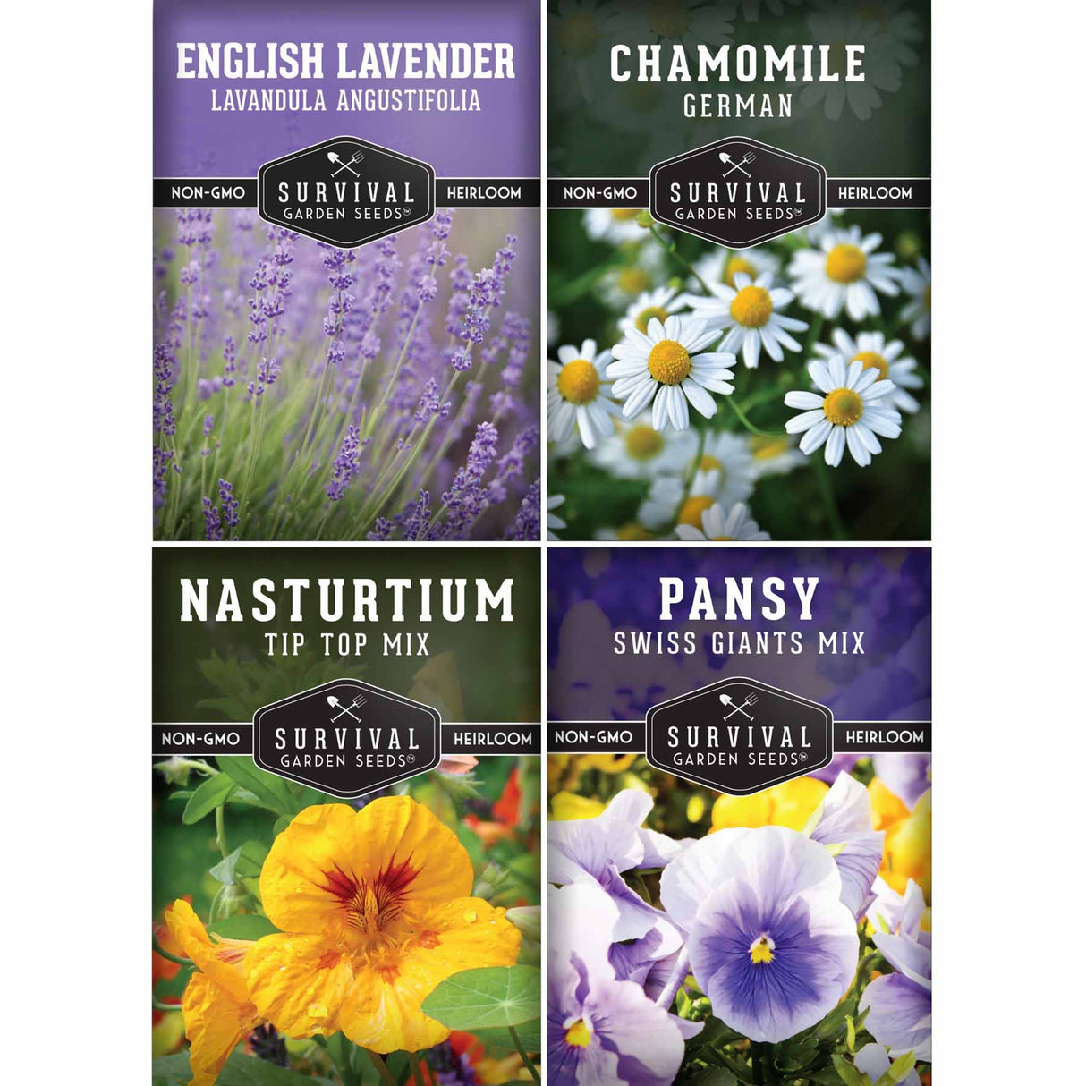 4 Edible Flower seed packets