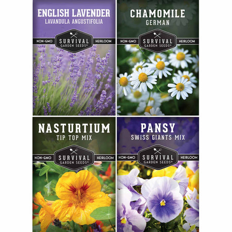 4 Edible Flower seed packets