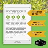 Survival Garden Seeds packaging with Florence fennel information on a green background