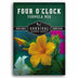 Survival Garden Seeds Four O'Clock Formula Mix packaging with a yellow flower on a dark green background.