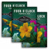 Three packages of Survival Garden Seeds Four O'Clock Formula Mix on a white background
