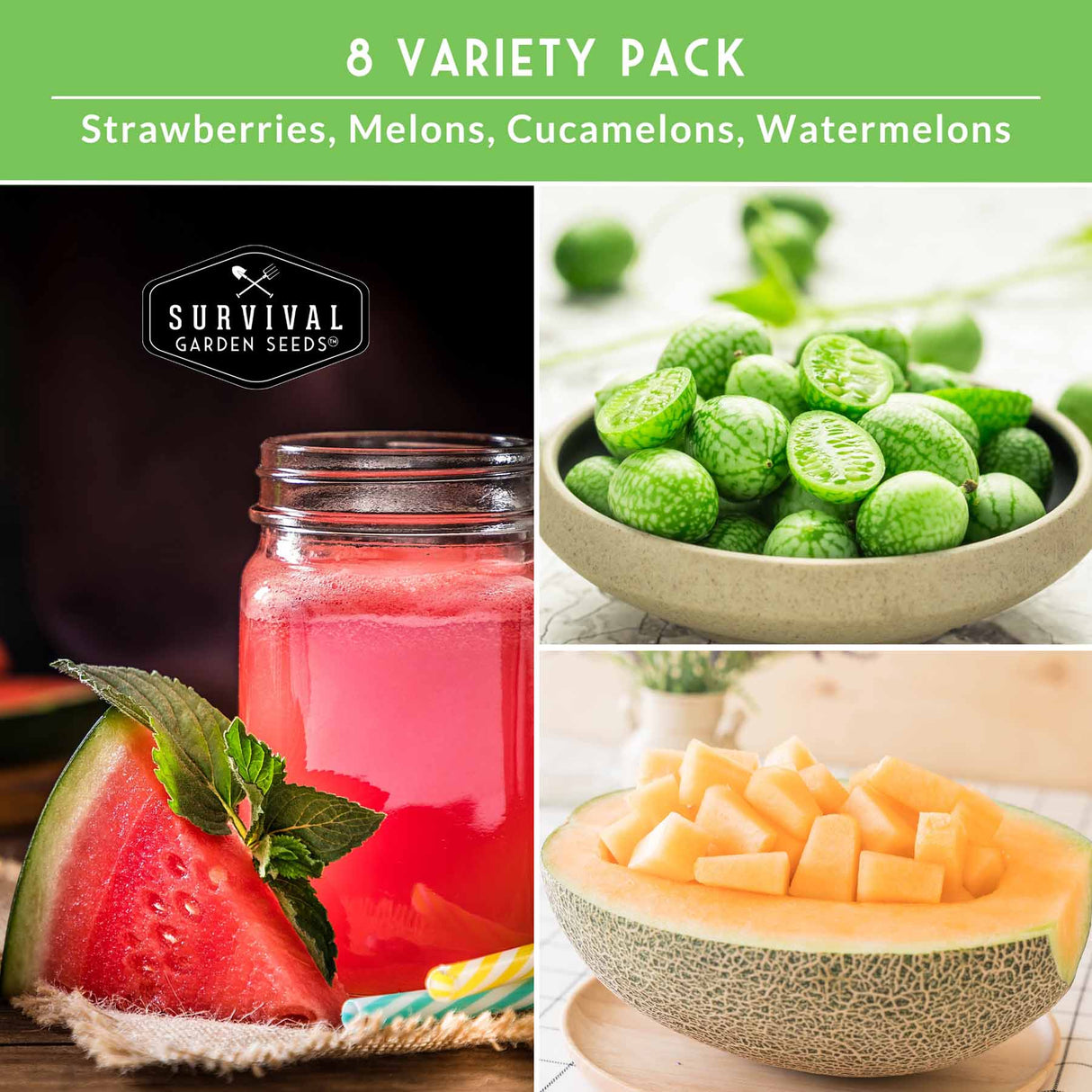 8 Variety Pack - Strawberries, melons, cucamelons and watermelons