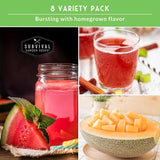 melons and melon juice with text that says 8 variety pack