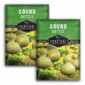 Two packages of Survival Garden Seeds Gourd Bottle with green gourds on a white background.