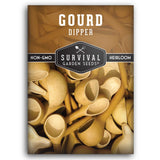 Survival Garden Seeds Gourd Dipper packaging with gourds and brand logo.