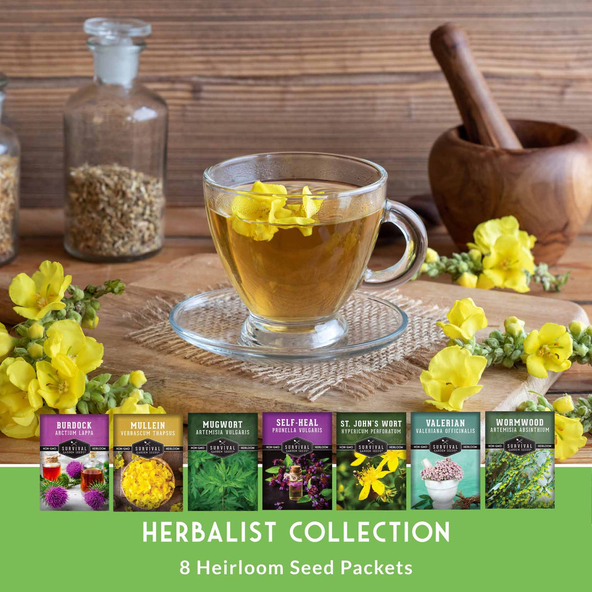 Herbalist Bundle – 7-Varieties of Heirloom Perennial & Biennial Healing Plants for Advanced Apothecary Gardens
