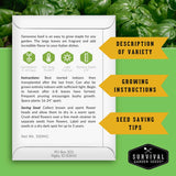 Informational packet back with growing instructions