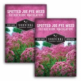 Two packages of Survival Garden Seeds Spotted Joe Pye Weed on a white background