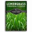 Survival Garden Seeds lemongrass seed packet with green background