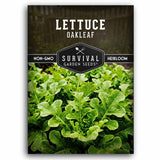 Survival Garden Seeds Lettuce Oakleaf packaging with green lettuce image