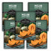 Five seed packet packages for 'Melon Honey Rock' survival garden seeds arranged in a fan shape. The packaging features a dark green background with illustrations of green-striped melons, sliced orange melon flesh on wooden boards, and white text.