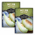 Two packages of Survival Garden Seeds Melon Honeydew on a white background