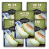 Survival Garden Seeds Melon Honeydew packages with images of honeydew melons on a white background.