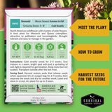 Seed packet for a North American wildflower with gardening information on a green background