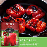 Roasted red peppers with text that says Big Red Bells