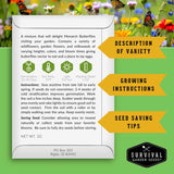 Survival Garden Seeds packet with butterfly and flower background