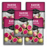 Five seed packet packages for 'Radish Watermelon' by Survival Garden Seeds are arranged in a fan-like layout. The packets feature a vibrant magenta-pink top section with white text, and a lower section showing a photographic collage of fresh radishes and watermelon slices on a textured gray background.