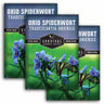 Three packages of Survival Garden Seeds Ohio Spiderwort with butterfly illustration on a white background