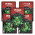 5 Spinach seed packets with brand name on a white background