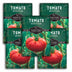 Survival Garden Seeds Tomato Beefsteak packages with images of tomatoes on a green background.