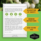 Back of seed packet with growing and seed saving instructions