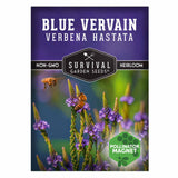 1 Survival Garden Seeds Blue Vervain seed packet with bees on flowers