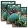 Three packages of 'Watermelon Moon & Stars' seeds from Survival Garden Seeds on a white background.