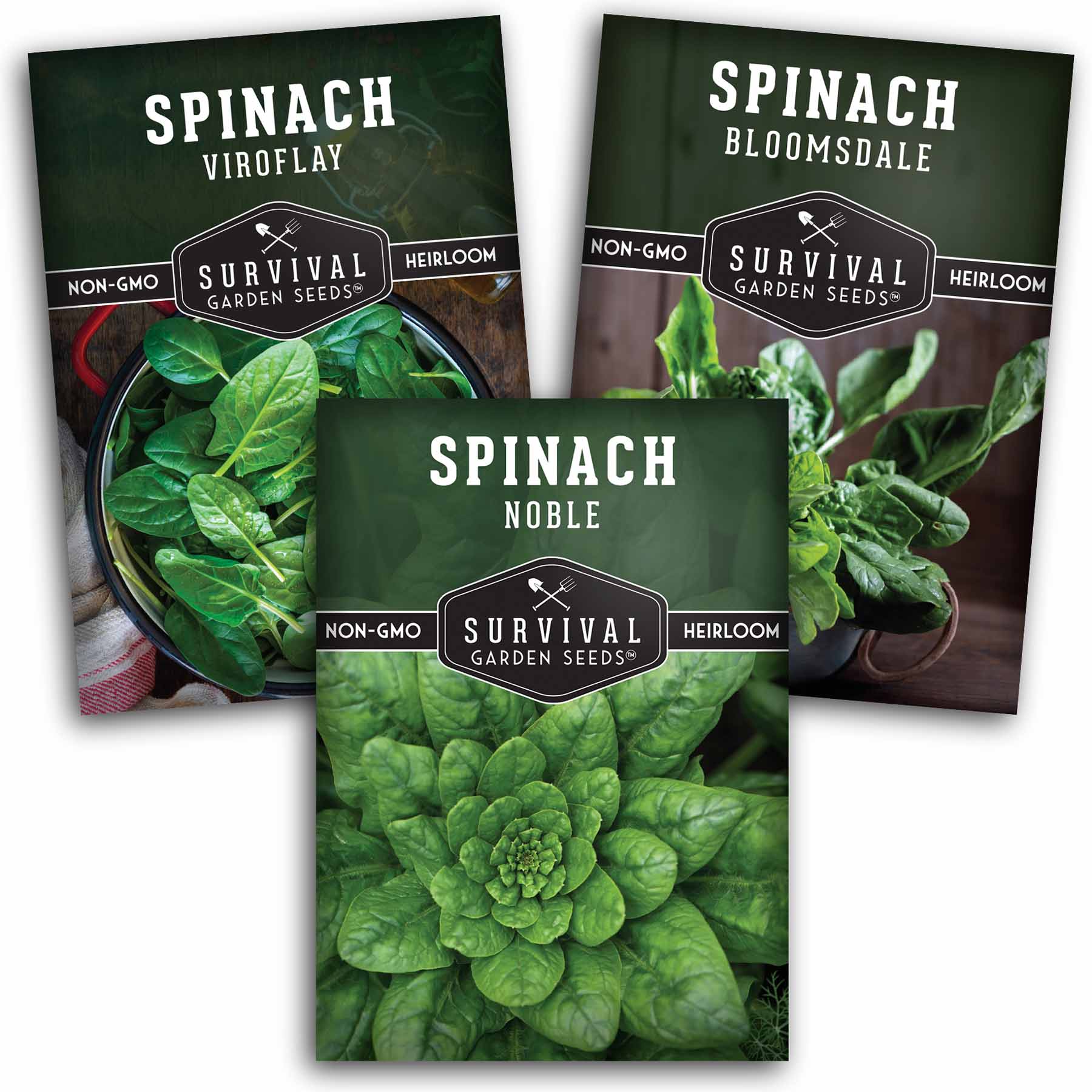 3 packets of heirloom spinach seeds