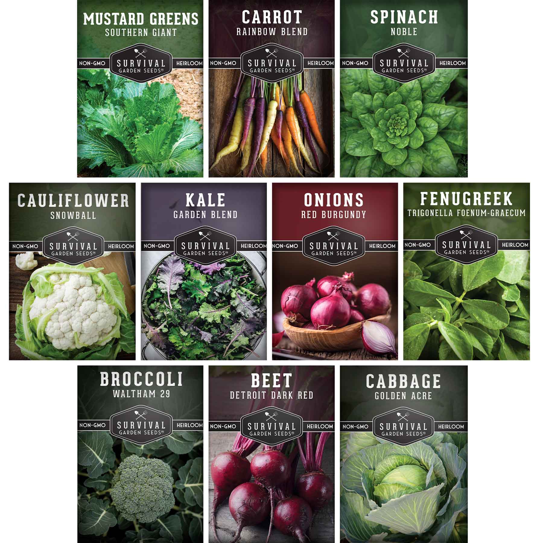 scheepers kitchen garden seeds 10 Pack Spring Vegetable Seed Collection Full Sun, Annual Non-GMO Varieties