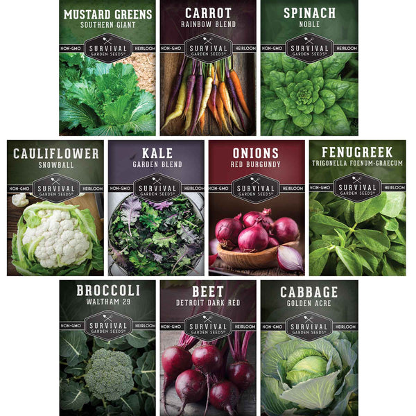 best garden seeds on amazon 10 Pack Spring Vegetable Seed Collection Full Sun, Annual Non-GMO Varieties